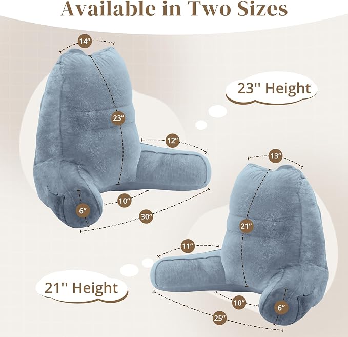 Sasttie Reading Pillow for Bed, Back Pillow for Sitting Up, Greyish Blue - Image 2