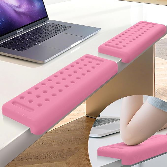 L-Shaped Desk Edge Cushion, 2 PCS Elbow Rest for Desk, Pink | Memory Foam, Ergonomic Support, Elbow Pad & Arm Rest for Palm, Wrist & Forearm, Non-Slip & Separate Design, Office & Home by Unknown