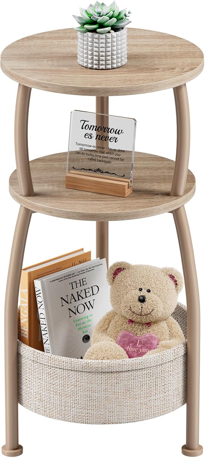 Small Side Table with Storage Basket for Living Room, 11.81in by designyourhome
