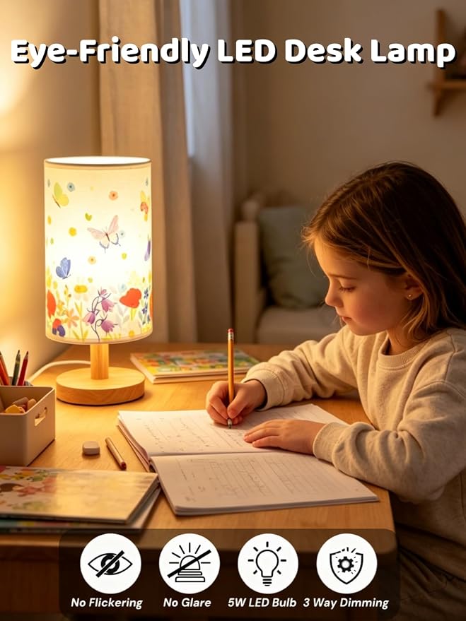 Butterfly Kids Table Lamp,Cute Bedside Lamps for Girls Bedroom Decorations - Image 5