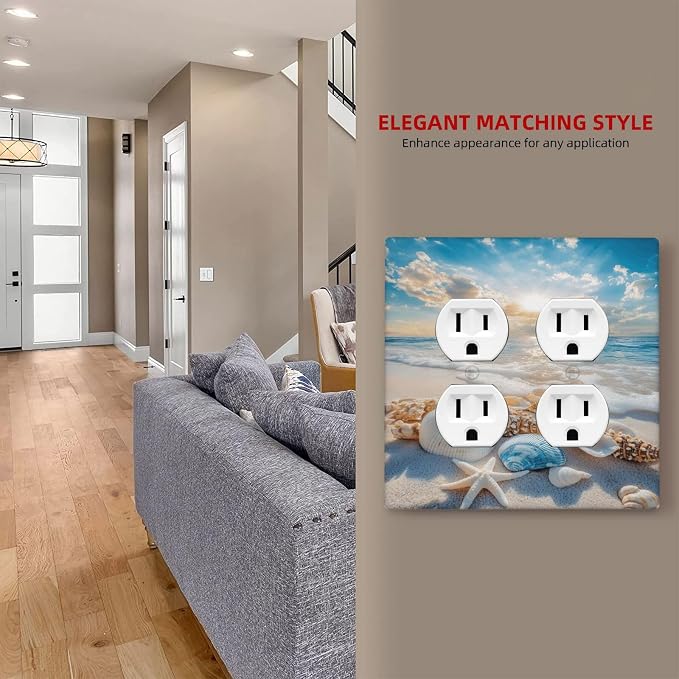 Decorative Switch Plate Covers Beach Starfish Seashell 2-Gang Duplex Light Switch Covers Gfci Wall Plate Summer Sea Ocean Electrical Receptacle Switchplate Plug Faceplate for Bedroom - Image 7