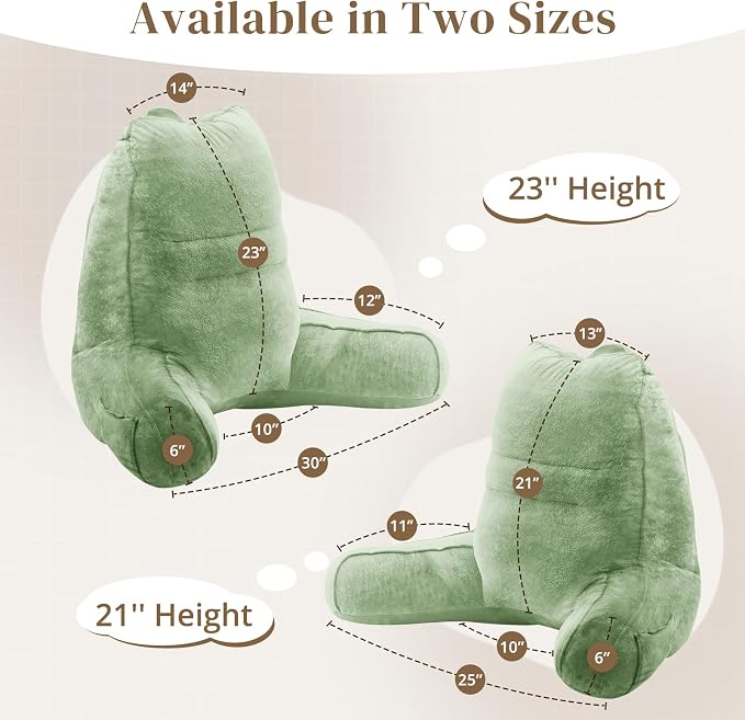 Sasttie Reading Pillow for Bed, Back Pillow for Sitting Up, Sage Green - Image 2