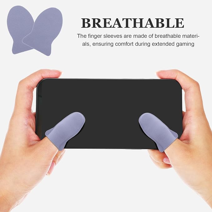 Cabilock 10pcs Mobile Gaming Finger Sleeves Made of Silver Cloth, Breathable and Resistant to Deforming or Loosening, Stylish Design for Enhanced Touch Screen Control and Long Gaming - Image 3