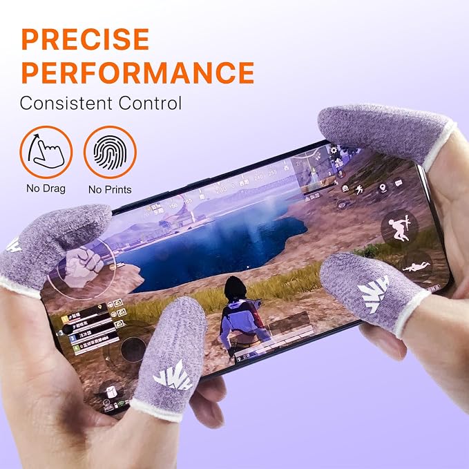 10 Pack Silver Fiber Dedales Gamer Profesionales Anti Slip Sweat Proof Gaming Finger Thumb Sleeves Cots Breathable Mobile Phone Gamer Gloves Guantes para Durable Covers for Pubg - Image 2