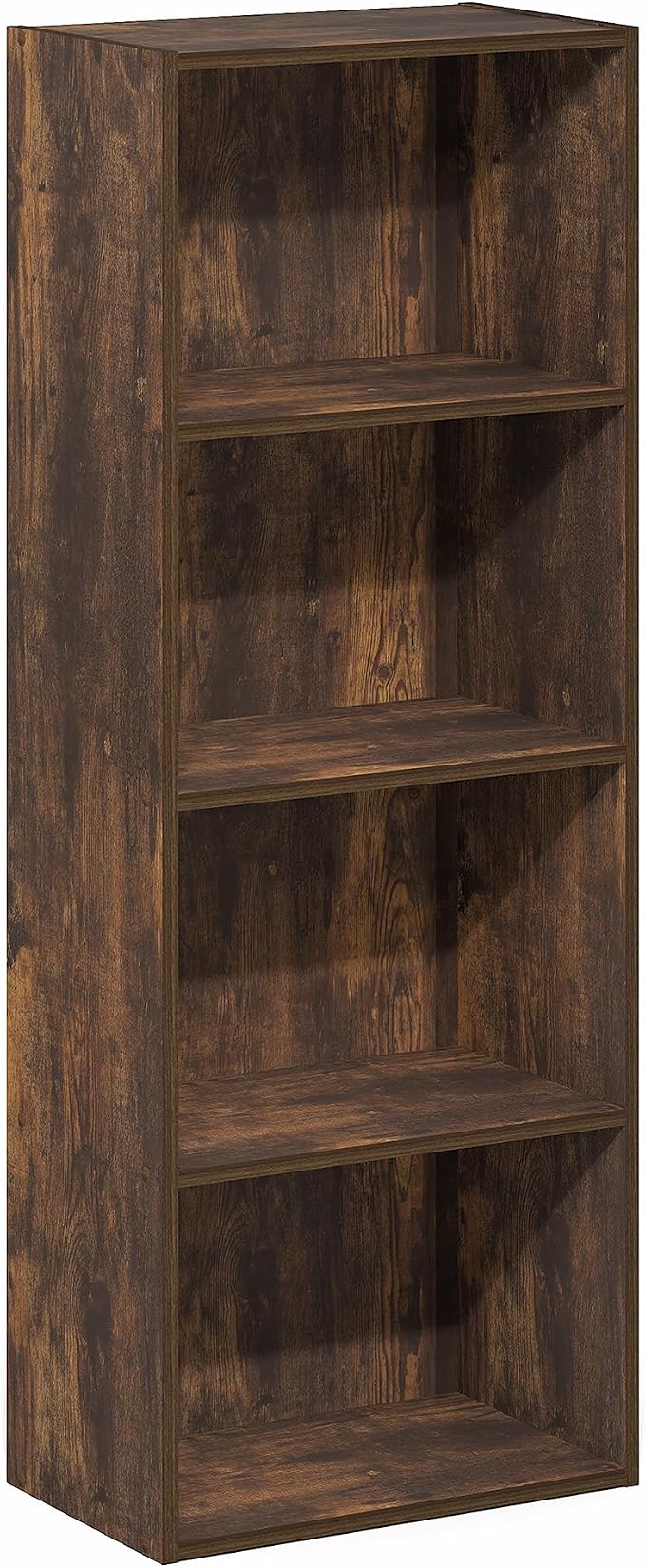 Furinno LUDER Book Shelf, 4-Tier Bookshelf, Bookcase with Open Shelf, 9.3 x 15.6 x 41.7, for Corner, Living Room, Bedroom, Home Office, Amber Pine - Image 7