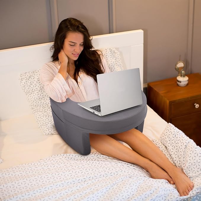 Reading Pillow for Gaming, Arm Rest Lap Desk Pillow Memory Foam Reading Pillow with Side Pocket for Adult Sitting up in Bed Working Crocheting by Ejoyous