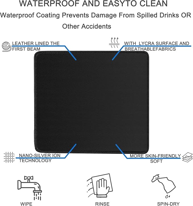 Mouse pad, Gaming Mouse pad with Stitched Edge, Premium-Textured Mousepad | Mouse Pad Large, Water Resist Non-Slip Rubber Base Mouse Pads for Computers, Laptop, Gaming Home Office, 11.8 x 9.9 in, Black - Image 3