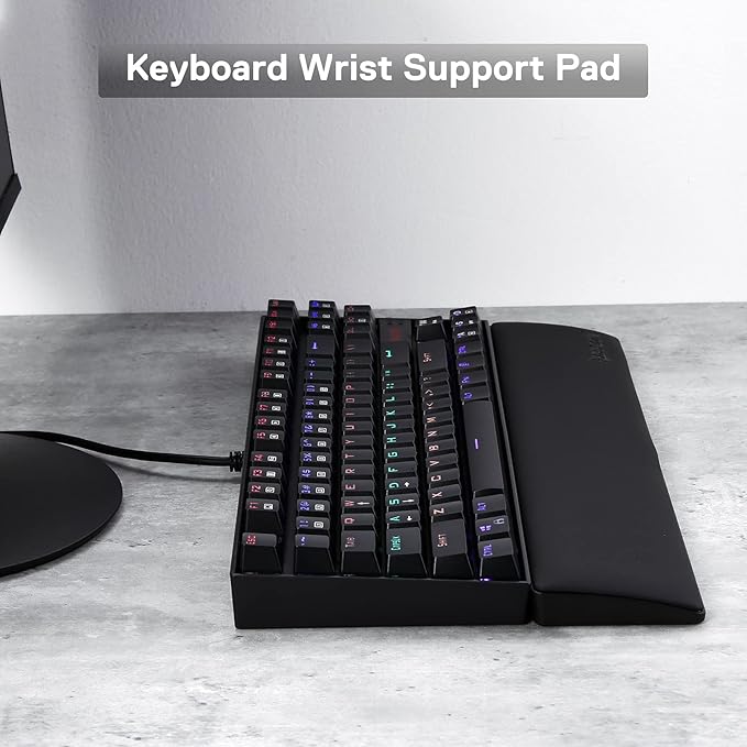 Redragon P036 Meteor M Computer Keyboard Wrist Rest Pad, Ergonomic Soft Memory Foam Wrist Support w/Anti-Slip Rubber Base, 80% 87 Keys TKL Size 14.13 x 2.87 in, 0.78 inch (20mm) Height, Black - Image 2