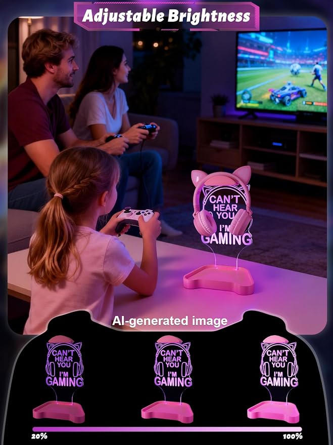 CoolGift Mart Light Up Headphone Stand, Headphones Holder with 16 Color Lights, Gamer Gifts for Girls Women Mom, Gaming Headset Stand with Game Controller Storage Base for Desk Bedroom Gaming Room - Image 2