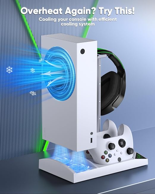 MENEEA Charger Stand Cooling Fan for Xbox Series S Console&Controller,White - Image 6