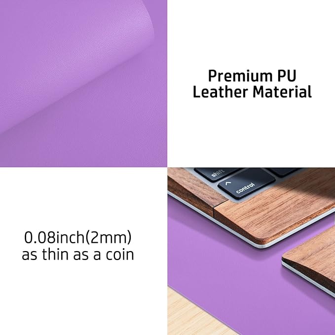 Aothia Leather Desk Pad Protector, Mouse Pad, Office Desk Mat, Non-Slip PU Leather Desk Blotter, Laptop Desk Pad, Waterproof Desk Writing Pad for Office and Home (23.6" x 13.7", Iris Violet) - Image 7