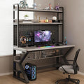 Computer Desk with Pegboard & Storage Shelves, Industrial Gaming Desk PC Desk Multifunctional Workstation for Home Office(80CM, Gray1) by Unknown