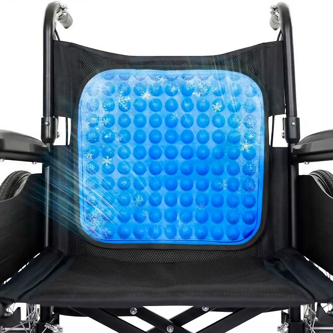Vive Cooling Gel Wheelchair Backrest Cushion - Lumbar Support Board | Non-Slip, Adjustable Straps, Ideal for Office, Chair, Car, Gaming, Attach to Most 16–18" Wheelchairs, Gel Pillow by Vive