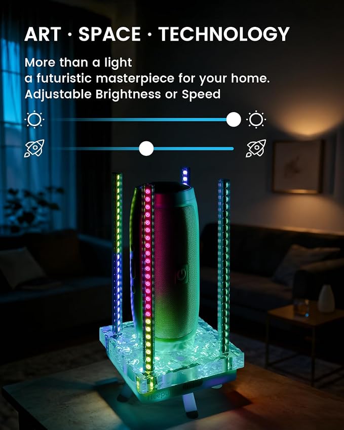 Music Sync RGB Ambient Light, App Controlled & Sound Reactive Audio Visual Lighting for Gaming Desk, Party & Desk Setup (Grey) - Image 8