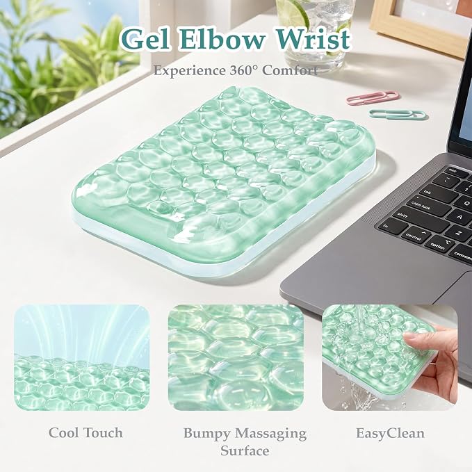 Ospelelf Elbow Wrist Rest Pad for Desk, Gel Arm Rest Pad Support for Office | Ergonomic Support for Keyboard and Mouse, Computer Wrist Pad, , Heat Resistant, Easy-clean Surface, Summer Desktop Cushion - Image 2
