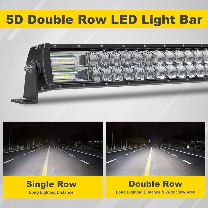 5D 52Inch Straight LED Light Bar 4Inch LED Pods White/Amber Strobe - Image 6