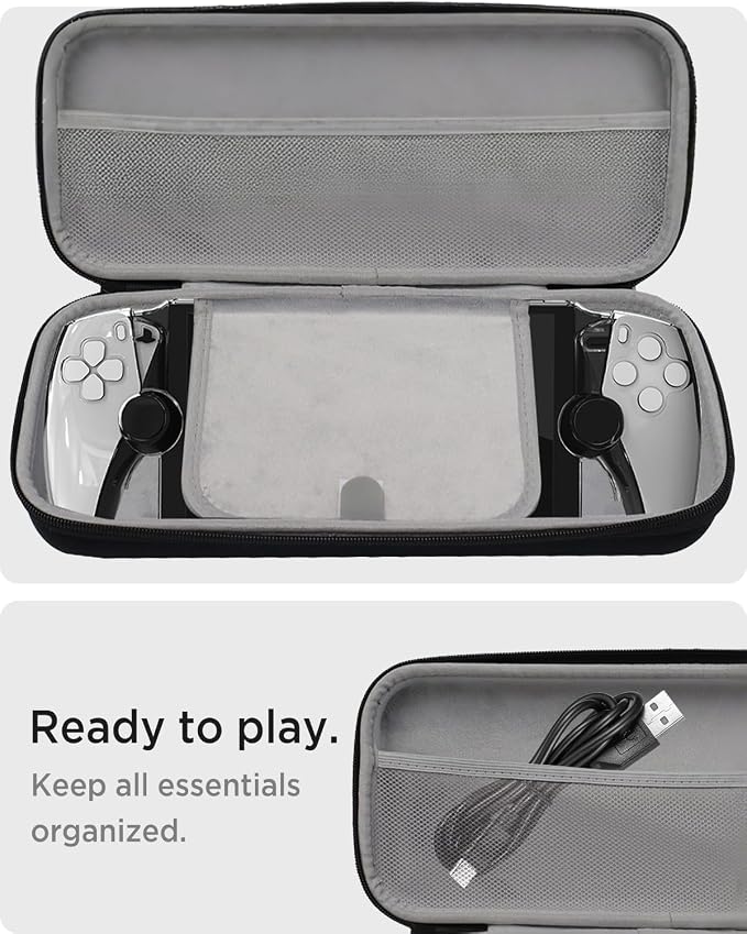 Miimall Compatible with PlayStation Portal Travel Case, PS Portal Carrying Case PU + EVA Shockproof Anti Scratch Hard Travel Carrying Case Travel for Sony PlayStation Portal Remote Player Black - Image 5
