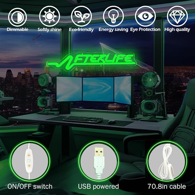 Cyberpunk Neon Sign Game Led Sign for Wall Decor Shooting Games Neon Light for Gaming Room Man Cave Bedroom Decoration Cool Neon Light Sign for Teen Boys - Image 4