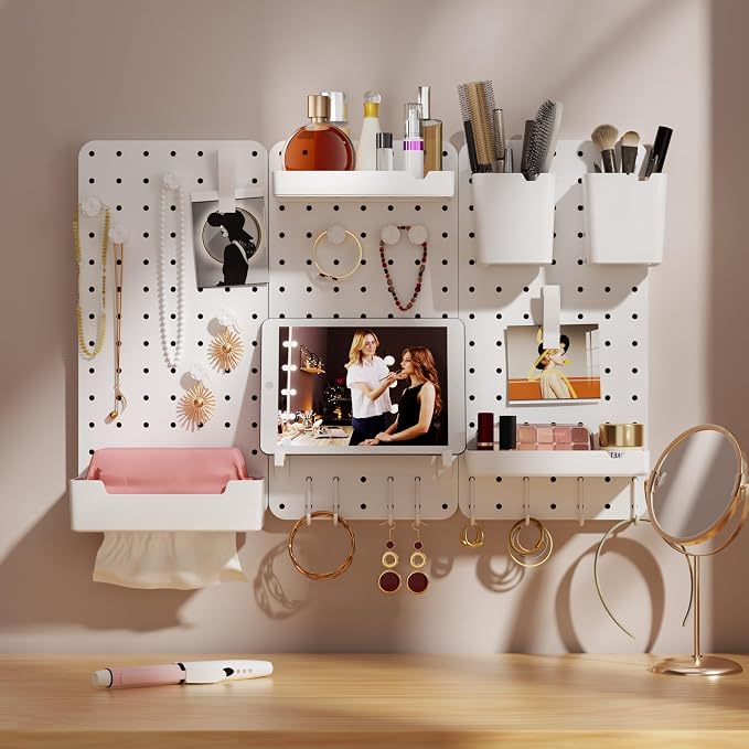 Pegboard Combination Kit - Pegboards and Accessories Modular Hanging for Wall Organizer, Crafts Organization, Ornaments Display, Nursery Storage, Peg Board (3) - Image 3