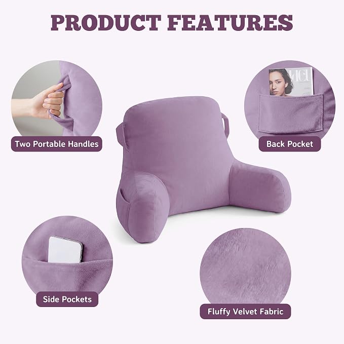 Reading Pillow for Bed,Back Pillow for Bed Sitting Up,Lumbar Support Pillow - Image 6