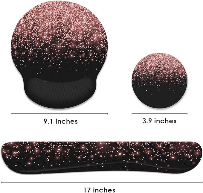 Britimes Ergonomic Mouse Pad Set with Wrist Rest, Rose Gold - Image 2