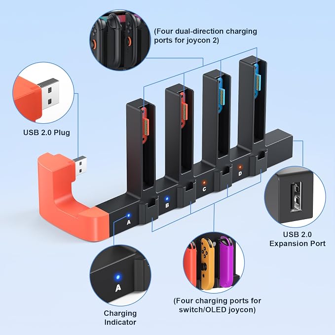 [Switch 2/1 Controller Charger Dock] for Nintendo Switch 2 2025 for Joycons - Image 5