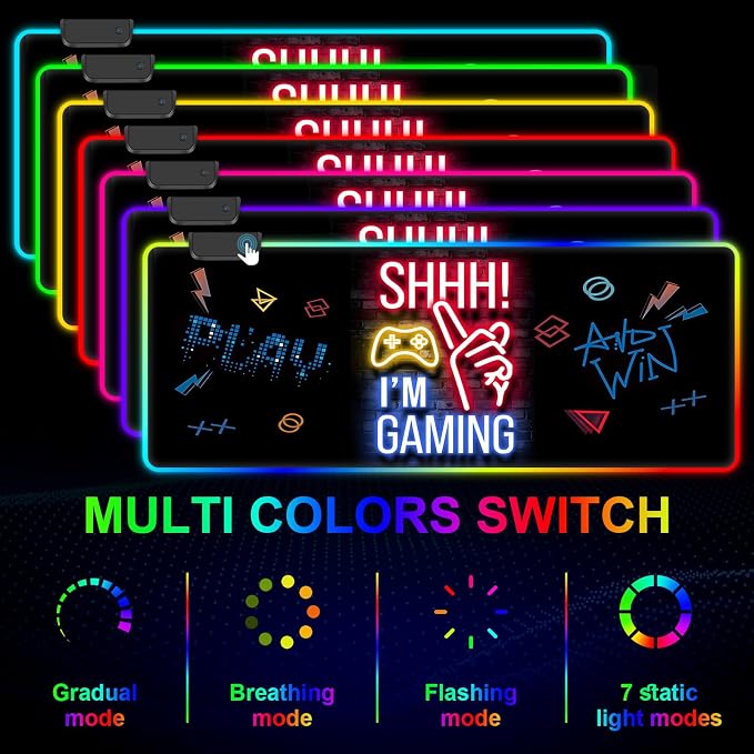 RGB Mouse Pad, Gaming Mousepad with 13 LED Light Modes | Large Mouse Mat with Non-Slip Rubber Base for Computer Keyboard Desk, 31.5X11.8inch - Image 3
