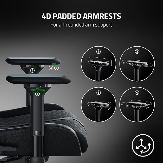Razer Enki Gaming Chair, Built-in Lumbar Arch, All-Day Comfort, Black | Optimized Cushion Density, Dual-Textured, Eco-Friendly Synthetic Leather, Adjustable 152-degree Recline - Image 10