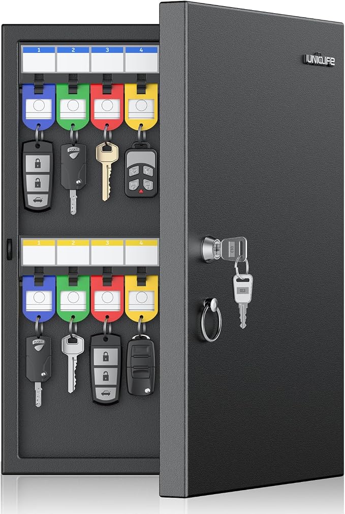 Uniclife 32 Position Key Lock Box, Wall Mount Security Key Cabinet, Black by UnicLife