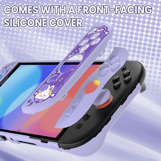 PlayVital Protective Case for Nintendo Switch 2 - Kawaii Dockable Hard Case Shell for Switch 2 with Thumb Grip & Sticker & Button Caps, Anti-Scratch, Shockproof Cover Skin - Celestial Rabbit Orbit - Image 6