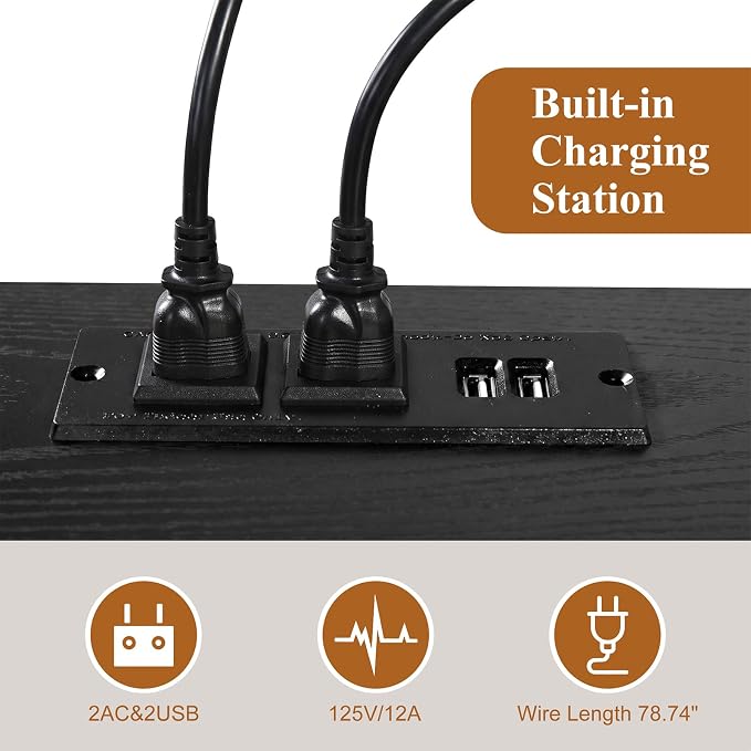 59 Inch Floating TV Stand with LED Light & Power Outlet, Black - Image 4