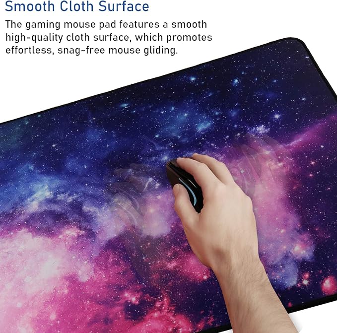 Gaming Mouse Pad, 31.5x15.7x0.12 inch Waterproof Computer Keyboard Mouse Mat Non-Slip Mousepad Rubber Base and Stitched Edges for Game Players, Office, Study, Esports Pros, Home, Desktop - Image 5