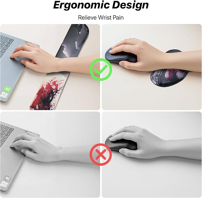 3-in-1 Large Gaming Mouse Pad Set, Anime Mouse Pad with Wrist Rest, Large Mousepads for Keyboard and Mouse with Non-Slip Rubber Base,Suitable for Office,Home,31.5 x 11.8 Inch - Image 6