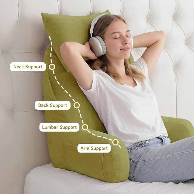 Reading Pillow for Bed,Back Pillow for Bed Sitting Up,Lumbar Support Pillow - Image 5