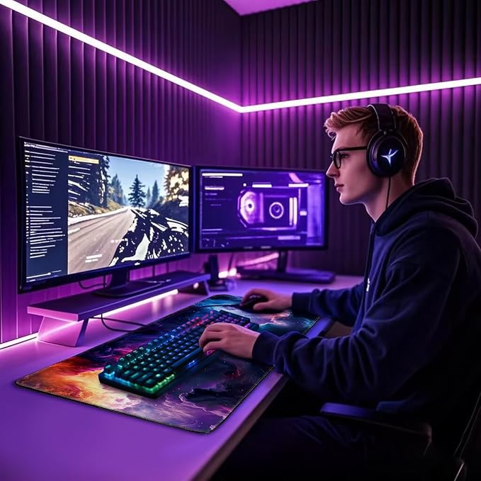Galaxy Large Gaming Mouse Pad Desk Mat 31.5"x15.7" | Extended Mousepad, Non-Slip Rubber Base , Stitched Edges, for Computer/Laptop/Office/Home - Image 8