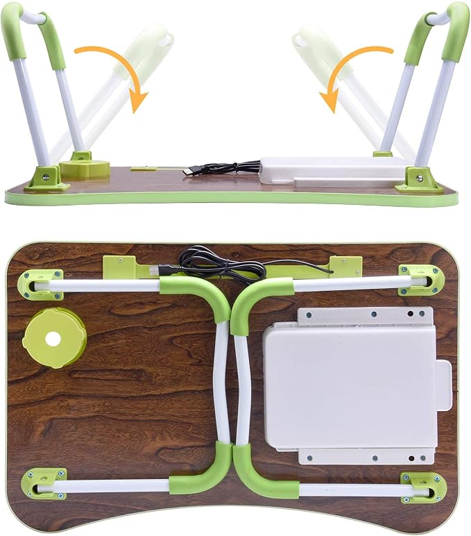 Slendor Bed Desk for Laptop and Writing with Storage, Cup Holder, Light - Image 7