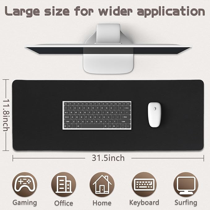 Mouse Pad Gaming - Desk Mat for Keyboard and Mouse - Black Large Mouse Pad for Desk, Mousepad (31.5 x 11.8inch) with Non-Slip Base, Desks Pad Mat for Gaming, Office and Home - Image 5