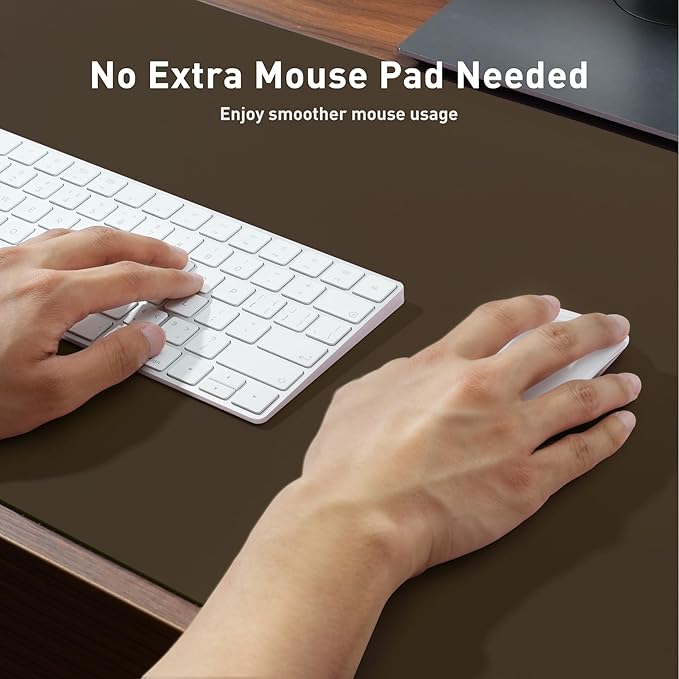 Aothia Faux Leather Desk Mat - Large Mouse Pad, Non-Slip PU Leather Blotter, Waterproof Writing Surface for Office and Home (Coffee 55" x 24") - Image 4