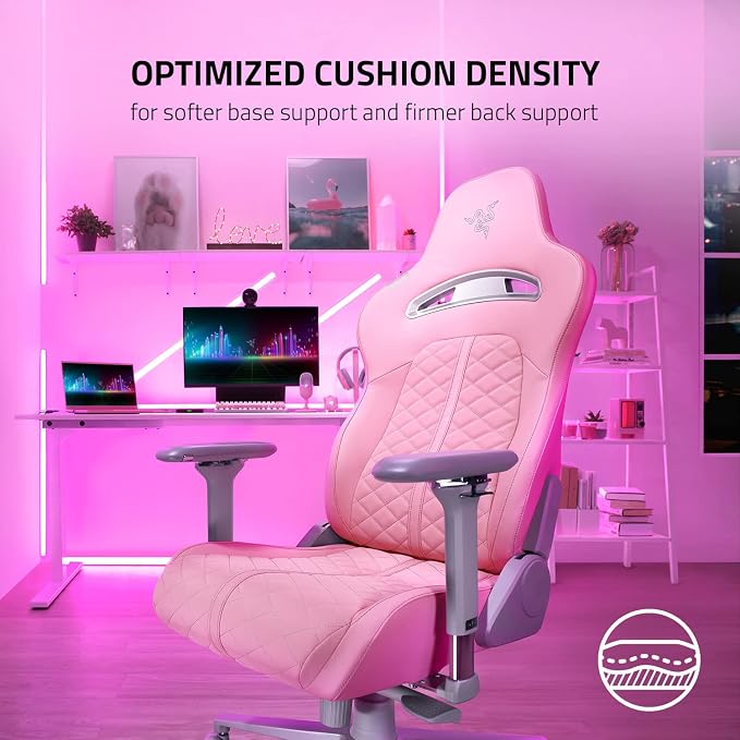 Razer Enki Gaming Chair, Built-in Lumbar Arch, All-Day Comfort, Pink | Optimized Cushion Density, Dual-Textured, Eco-Friendly Synthetic Leather, Adjustable 152-degree Recline - Image 8