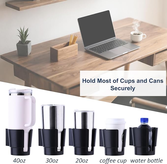 Universal Large Desk Cup Holder Clamp on, Heavy Duty Plastic Drink Holder - Image 3