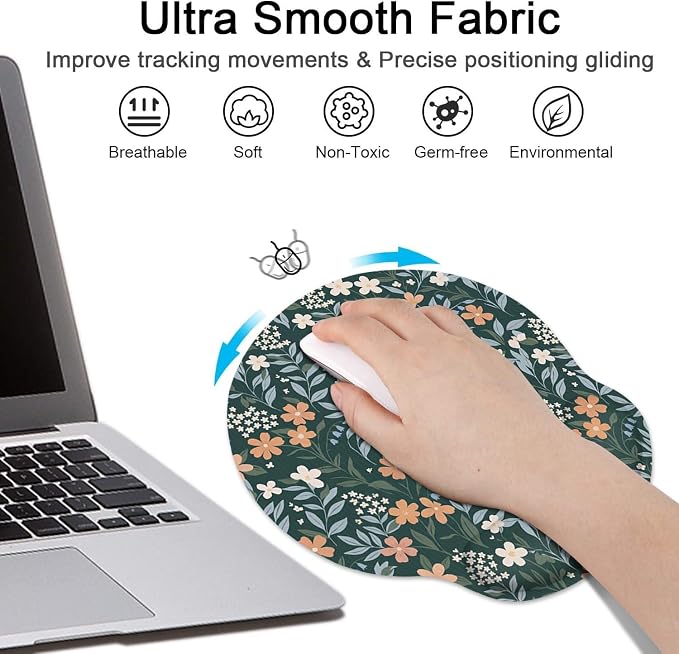 Britimes Ergonomic Mouse Pad Set with Wrist Rest, Floral Wildflower - Image 4