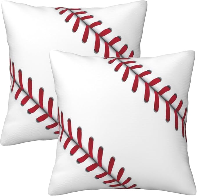 Baseball Throw Pillow Covers Set of 2, Soft 18x18 Inch Pillow Cases, Baseball Gifts for Boys & Baseball Lovers, Sports Decor for Living Room Bedroom Game Room (Basaball) by Unknown