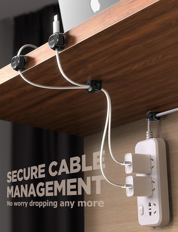 Chfeila 8-Pack Cable Clips, Quick-Lock Cord Organizer Black - Image 6