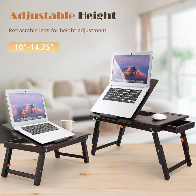 Nnewvante Laptop Desk with Fan 7 Angles & 4 Heights Adjustable,Black Walnut - Image 6