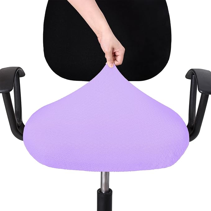 Smiry Office Computer Chair Seat Covers for Desk, Anti-dust Protector | Stretch Jacquard Removable Washable Desk Chair Seat Cushion Protectors, Lavender - Image 5
