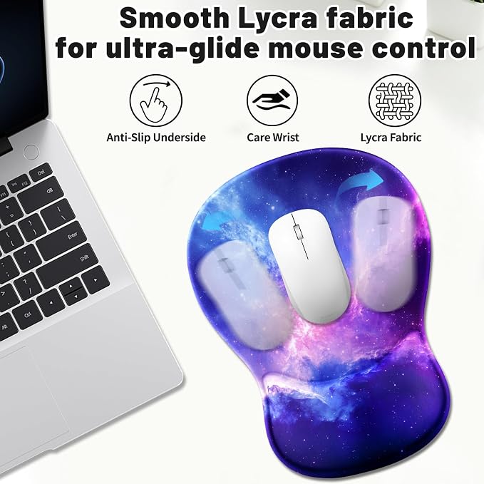 Ergonomic Mouse Pad with Wrist Rest - Gel Wrist Support Mousepad with Non-Slip PU Base for Computer, Laptop, Office & Home - Image 2