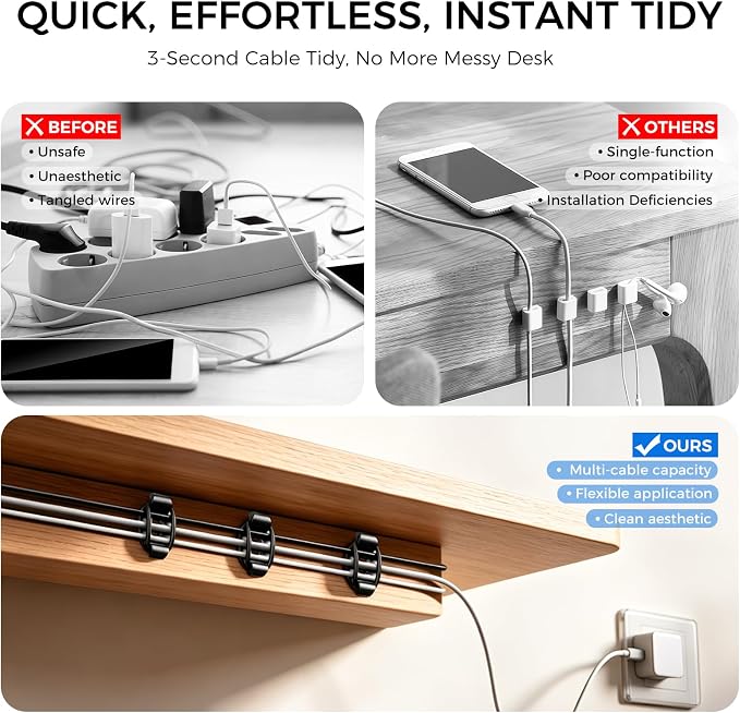Adjustable Elastic Adhesive Cable Clips Wire Holder Cord Organizer 15 Pack - Image 5