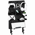 Clamp-On Desk Pegboard Organizer, 14 Accessories, Black | 14 Peg Board Accessories, Controller Holders, Keyboard Stand, Headphones Holder, Cable Storage for gaming setups, home office by Unknown