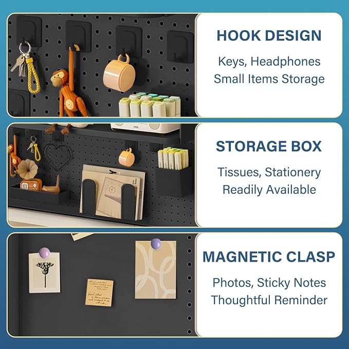 Clamp on Desk Organizer Shelf with Pegboard,Black,39.4in | Multipurpose Countertop Hutch Bookshelf, Desktop Bookshelf Storage Shelves for Home Office Dorm Gaming Desk - Image 6