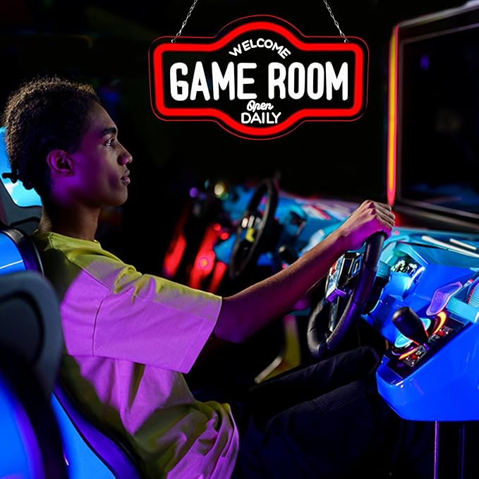 Game Room Neon Sign, Welcome Game Room Open Daily Neon Lights Wall Decor for Internet Cafe, Gaming Room, Man cave, Bedroom Gift Art for Boys Girls-16.93 x 9.92 IN-USB Powered-Acrylic - Image 2